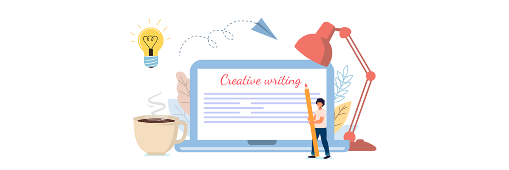 Creative content writing, copywriting and content marketing concept illustration
