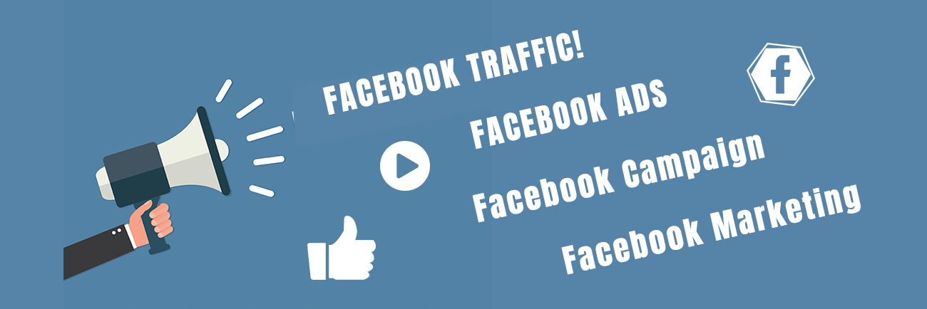 Facebook traffic marketing concepts, facebook ads, facebook campaign announcement and facebook marketing concept